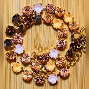 Swarovski Elements Pink & Peaches Crystal Necklace in 14k Gold Plated